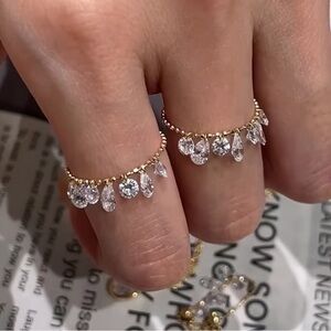 Anthropologie Elegant Gold Teardrop Ring Adjustable